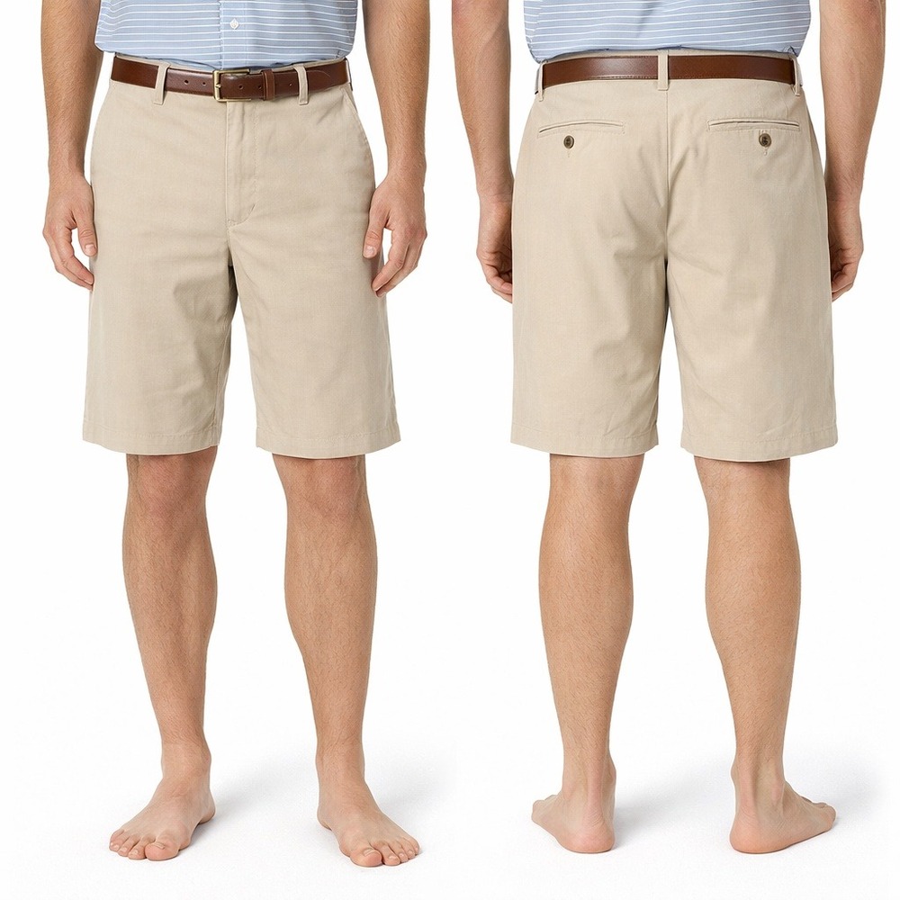 Men's Flat Front Shorts in Khaki - Classic Summer Staple